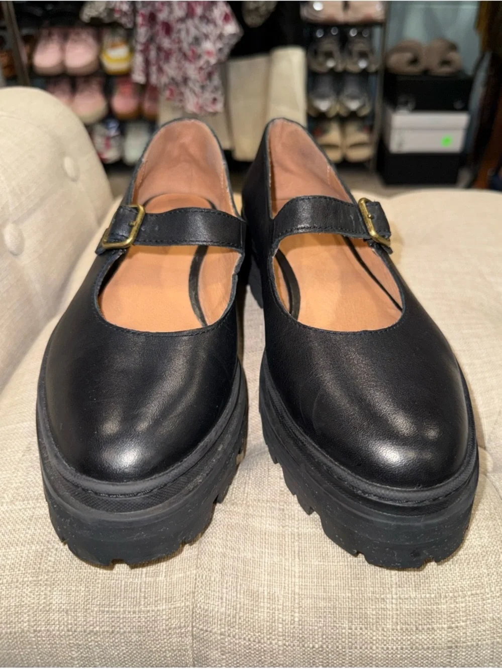Madewell The Freya Platform Lugsole Mary Jane In True Black Leather Size 8 $158 - Picture 10 of 11